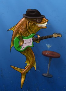 Rock'n Fish character designed for Studio El Segundo.