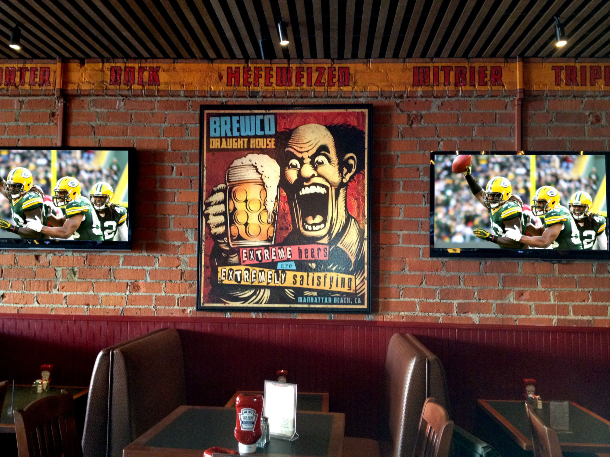 Brewco Extreme Beers poster on display at Brewco Manhattan Beach.
