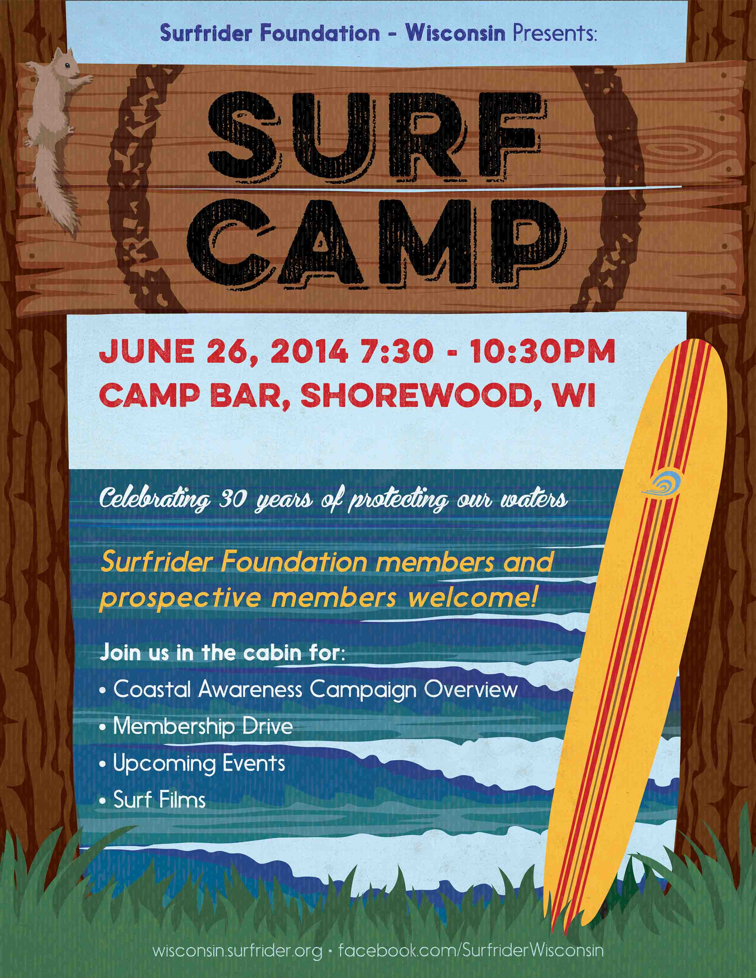 Surfrider Foundation Surf Camp poster